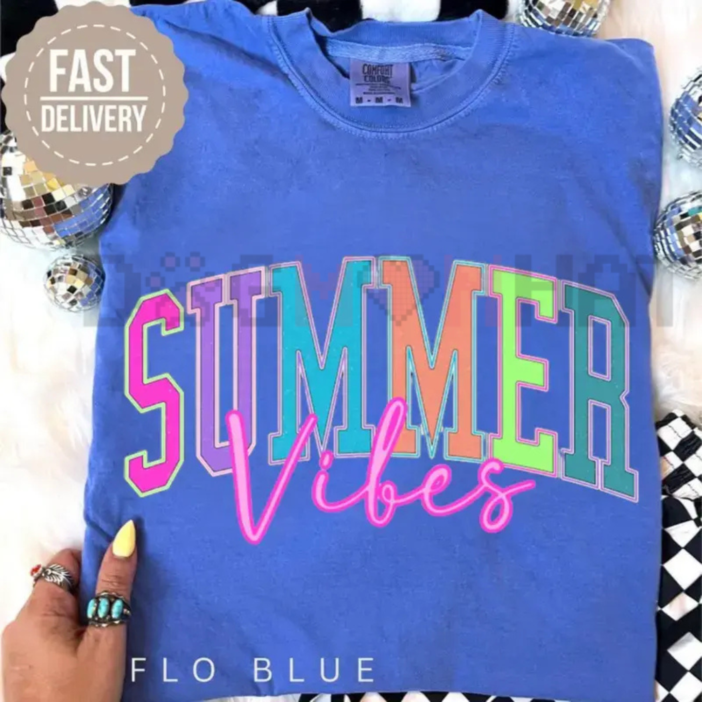 "Summer Vibes" Retro Neon Graphic T-Shirt