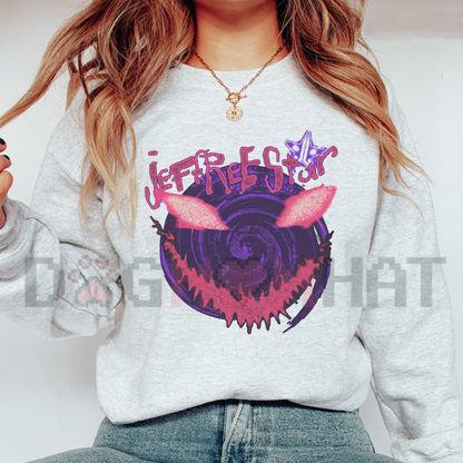 Sinister Gloss Smirk Crewneck – Dark Y2K Glam Gothic Graphic Sweatshirt