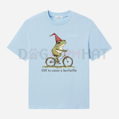 Funny Frog T-Shirt: "Off to Cause a Kerfuffle" – Unisex Slogan Tee