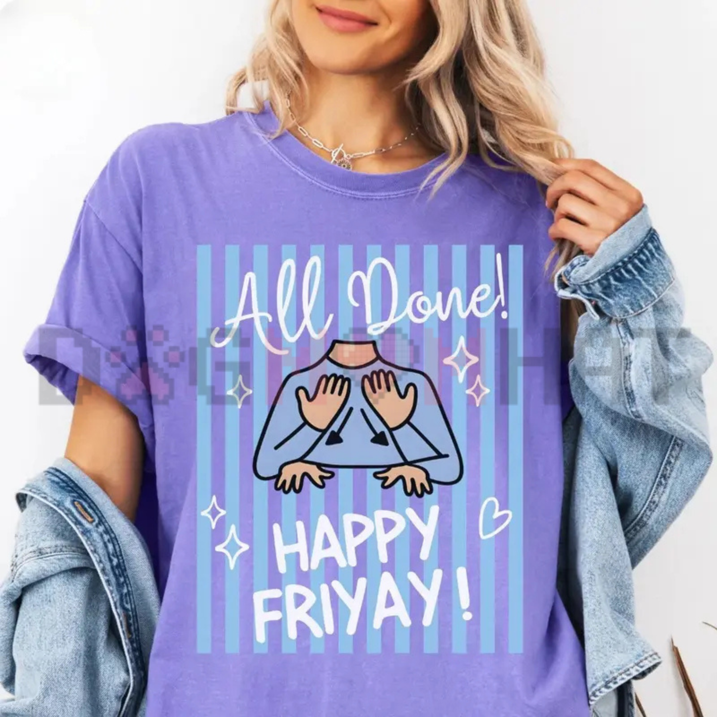 ASL Happy Friyay All Done Sign Language Graphic Tee - SPED Teacher Friday Vintage Cotton Unisex T-Shirt