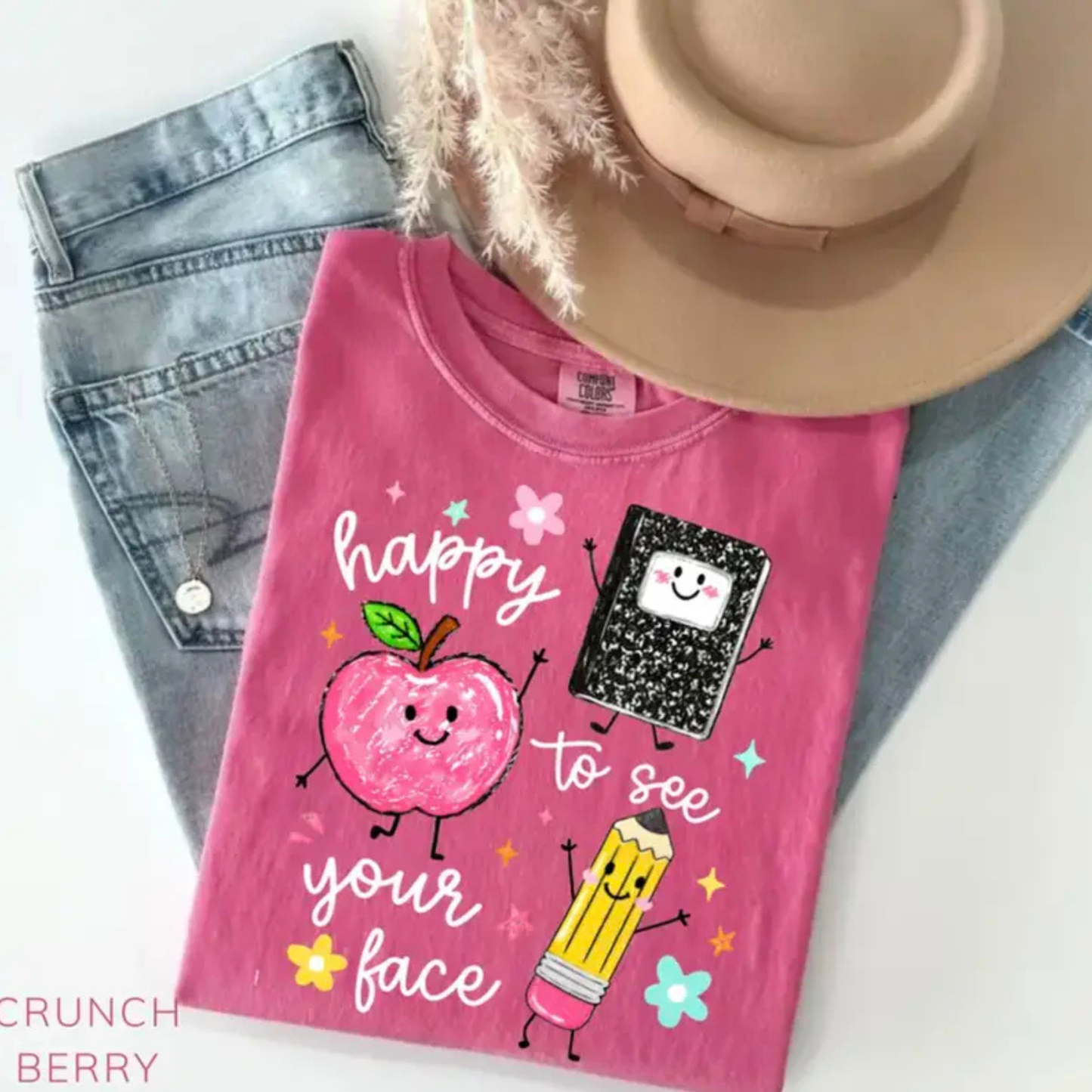 Happy To See Your Face Comfort Colors Shirt - Preschool Teacher Graphic Tee