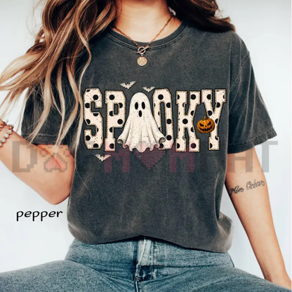 Retro Spooky Ghost Preppy White Dots Halloween T-Shirt