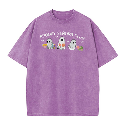 Spooky Señora Club Vintage Acid Wash Shirt – Unisex Graphic Tee
