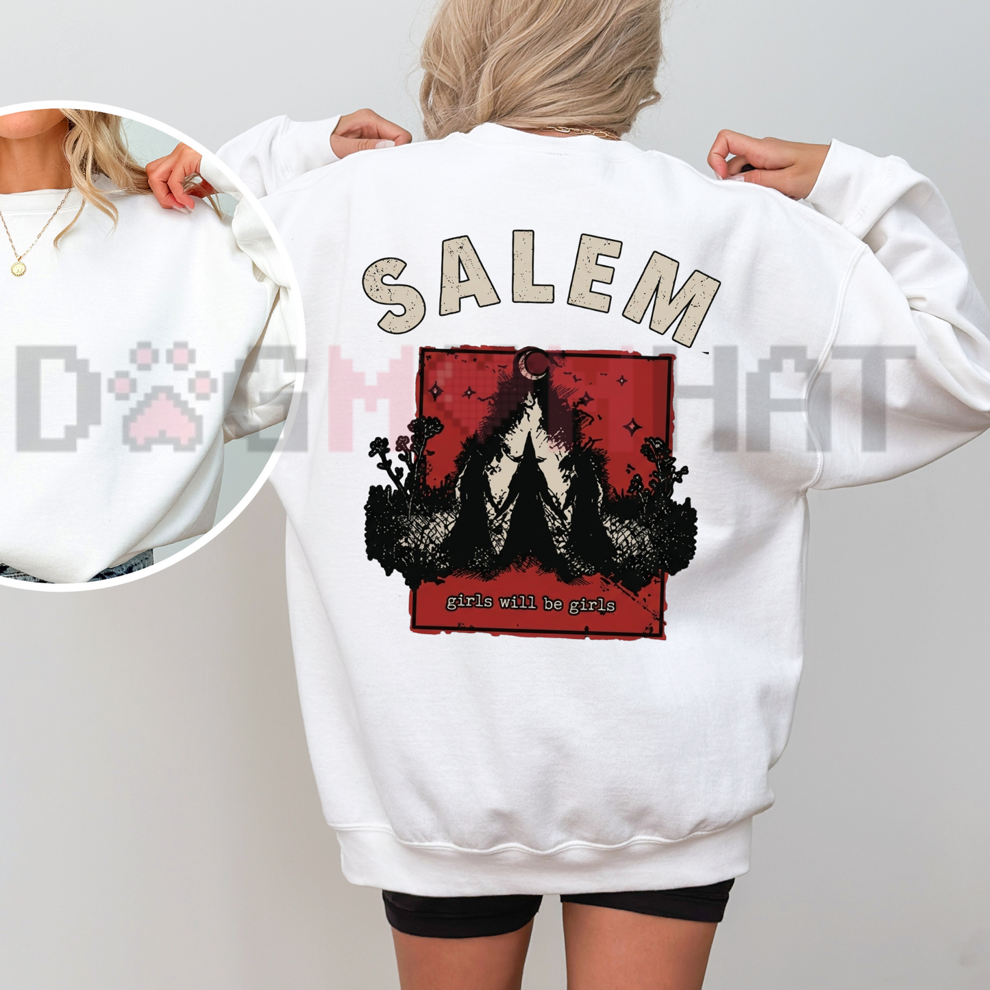 Salem Girls Trip Halloween Sweatshirt - Back Lettering Spooky Girls' Weekend Pullover