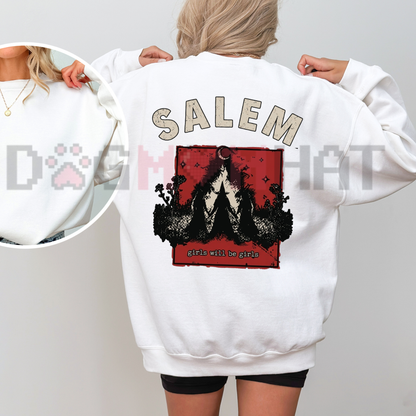 Salem Girls Trip Halloween Sweatshirt - Back Lettering Spooky Girls' Weekend Pullover