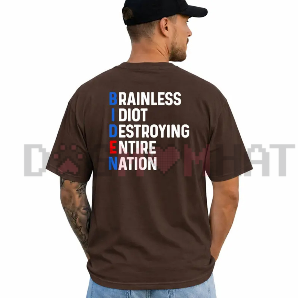Political Humor Short-Sleeve Graphic T-Shirt - Daily Casual Cotton Menswear Tee