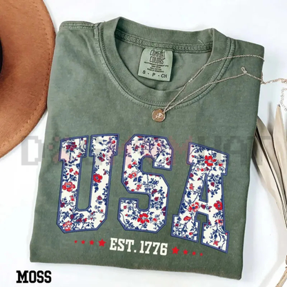 Floral USA Shirt – Retro Botanical America Tee