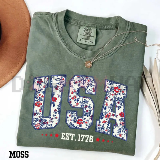 Floral USA Shirt – Retro Botanical America Tee