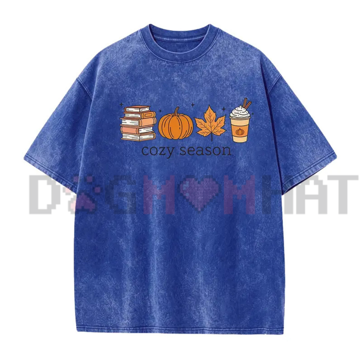 Comfort Colors® Cozy Season Fall Graphic T-Shirt - Books, Pumpkins & Autumn Latte Tee
