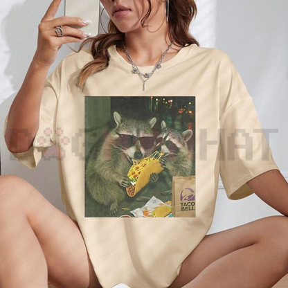 Raccoon Eating Taco Funny T-Shirt