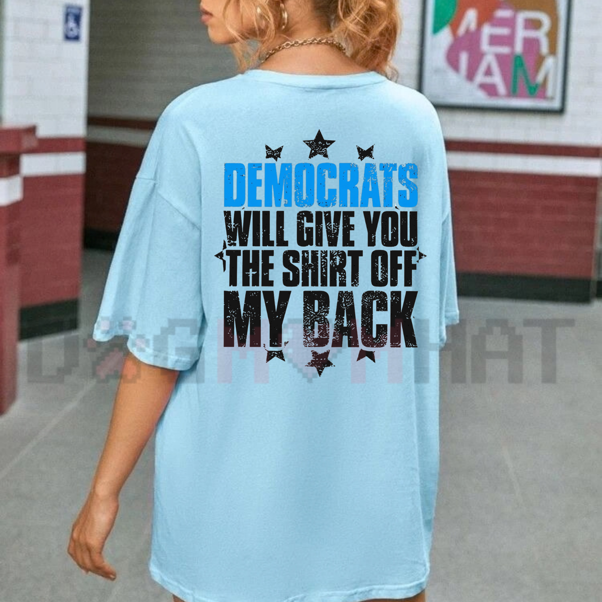 Festive Friction Tee – "Democrats Will Give You The Shirt Off My Back" Political Satire Graphic T-Shirt