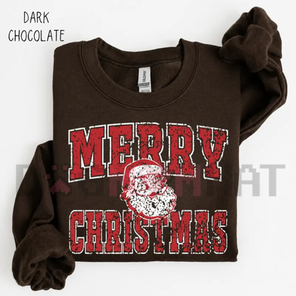 Merry Christmas Santa Collage Sweatshirt – Retro Santa University Crewneck