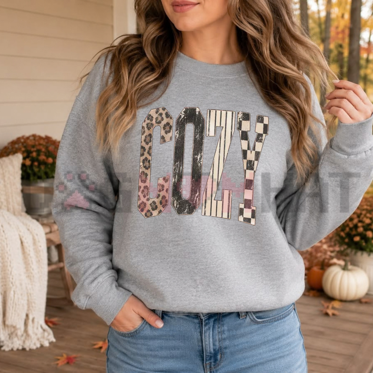 Leopard Stripe Mama Wifey Cozy Fleece Sweatshirt