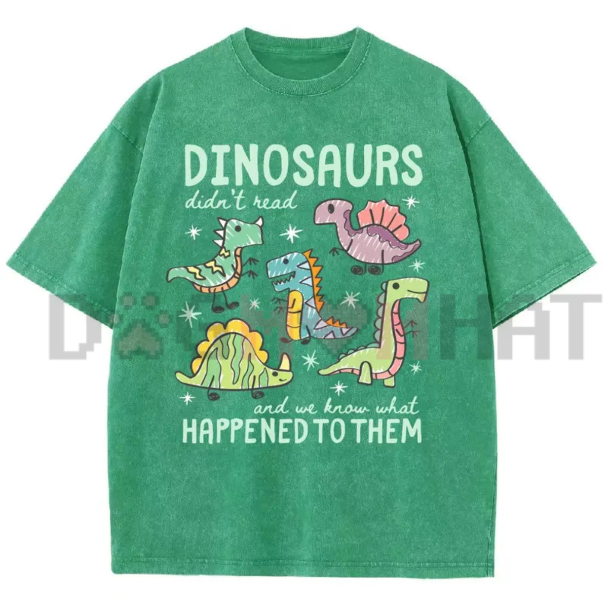 "Dinosaurs Didn't Read" Vintage Washed T-Shirt - Funny Dino Book Lover Tee