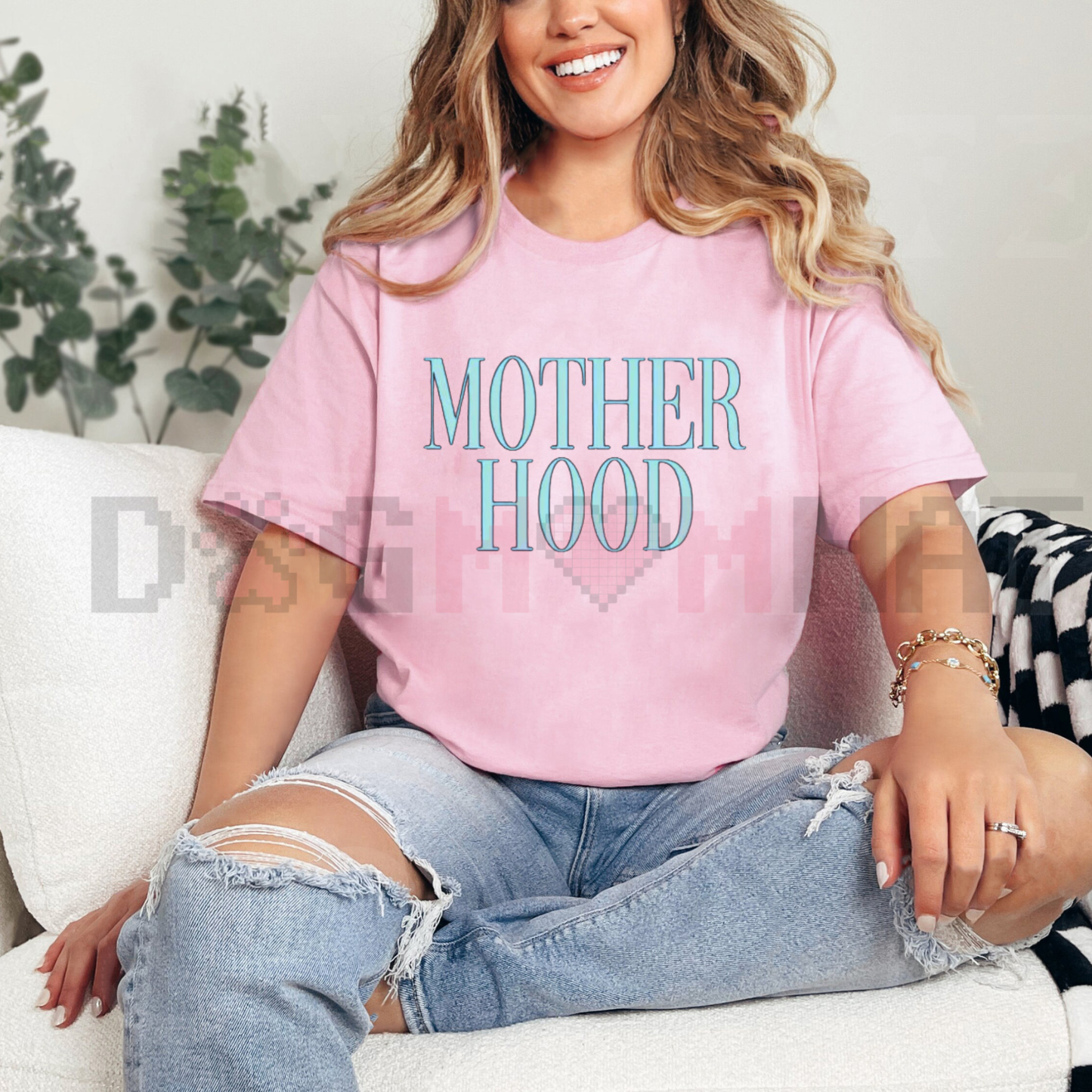 "MOTHERHOOD" Minimalist Mom Crew Neck T-Shirt