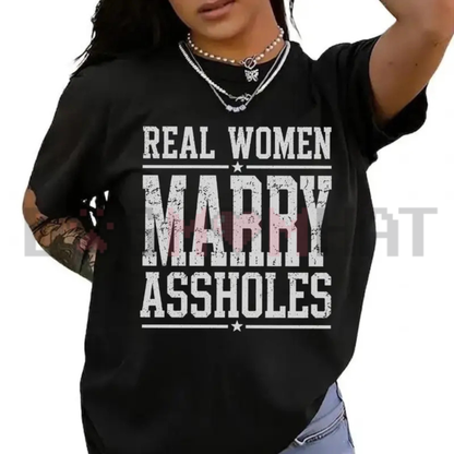 Real Women Marry Real Men Graphic Tee Set - Funny Matching Couples Soft Cotton Unisex Relationship T-Shirt
