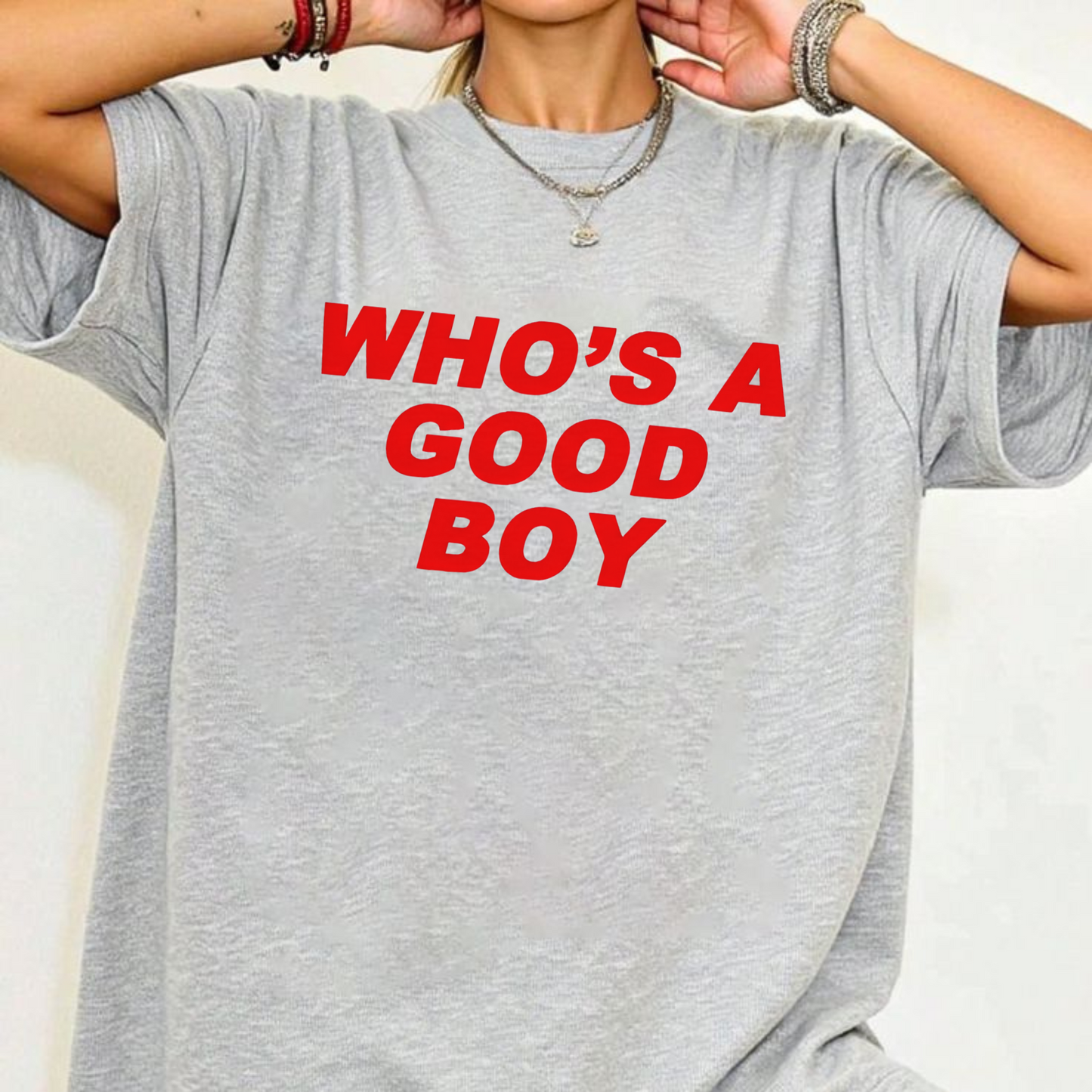 "Who's a Good Boy" Y2K Baby Tee – Funny Dog Lover Shirt