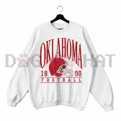 Heritage Campus Gridiron Graphic Sweatshirt - Vintage Ash Grey College Football Retro Crewneck Pullover