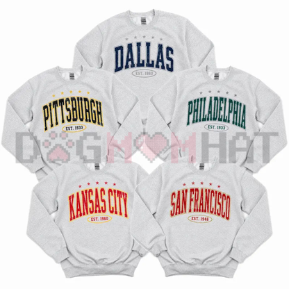 All Team Vintage Football Athletic Sweatshirt - Retro Game Day Sports Crewneck Fleece Pullover