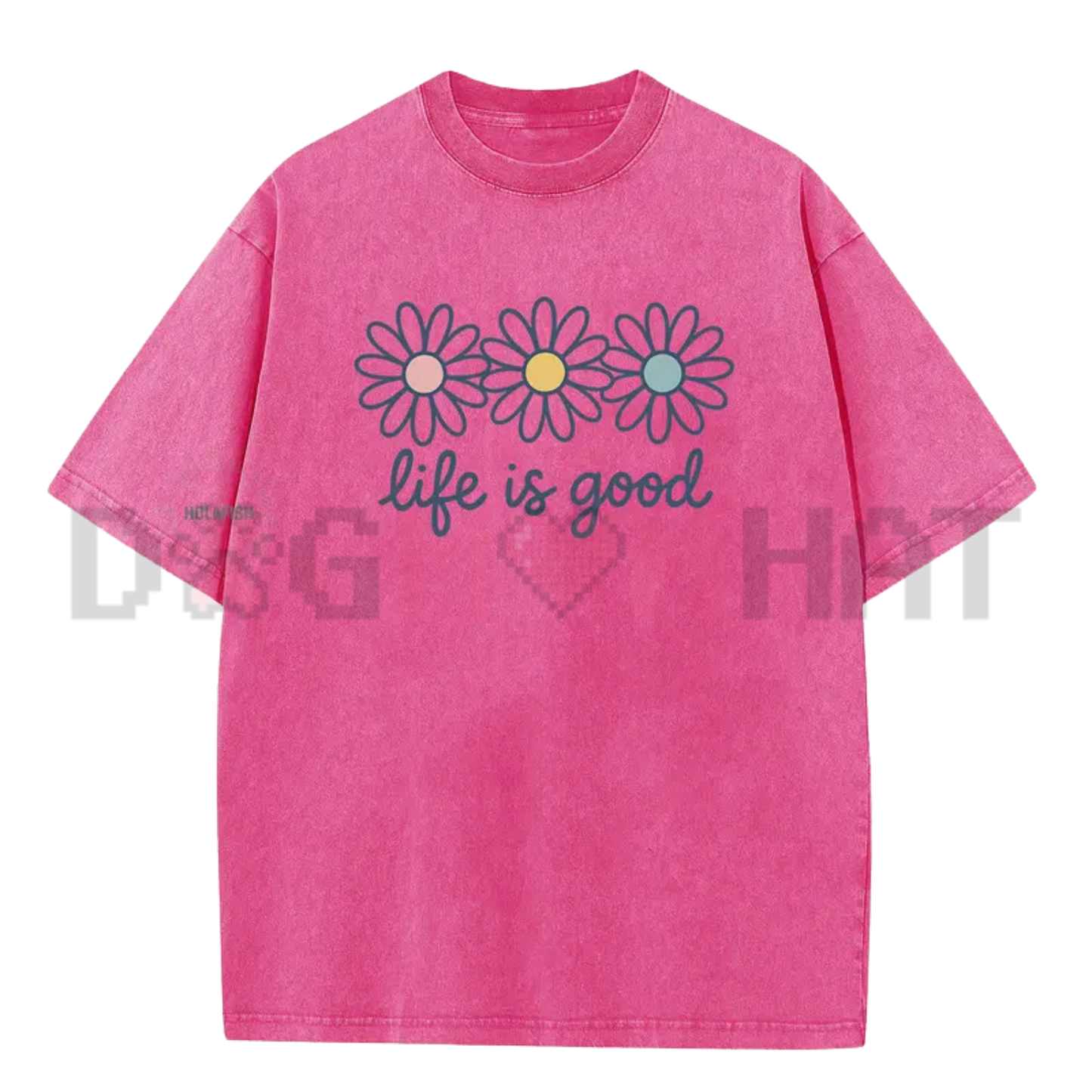 Holafish Acid Wash Daisy Print T-Shirt