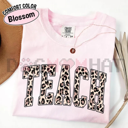 Retro Leopard Teacher Life Graphic Tee - Soft Vintage Cotton Unisex Back To School Teacher Appreciation T-Shirt