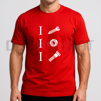 Mechanic Tool Rebus Graphic Tee - Funny I Screw I Nut I Bolt Fastener Humor Unisex Cotton Shirt