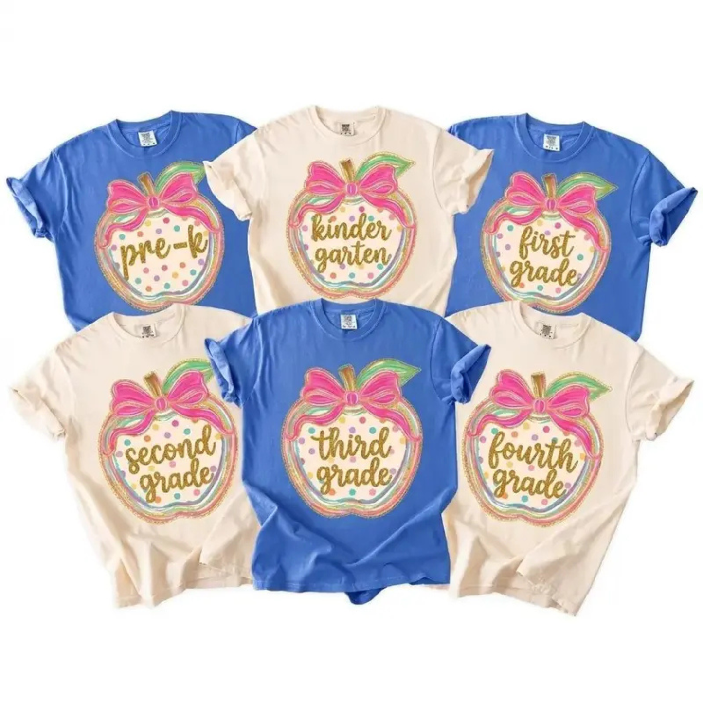 Comfort Colors First Day of School Teacher Shirt - Pink Gingham Apple Tee