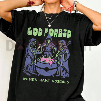 Potions & Passions Cauldron Graphic Tee - Funny Witchy Sarcastic Hobbies Unisex Pure Cotton Shirt