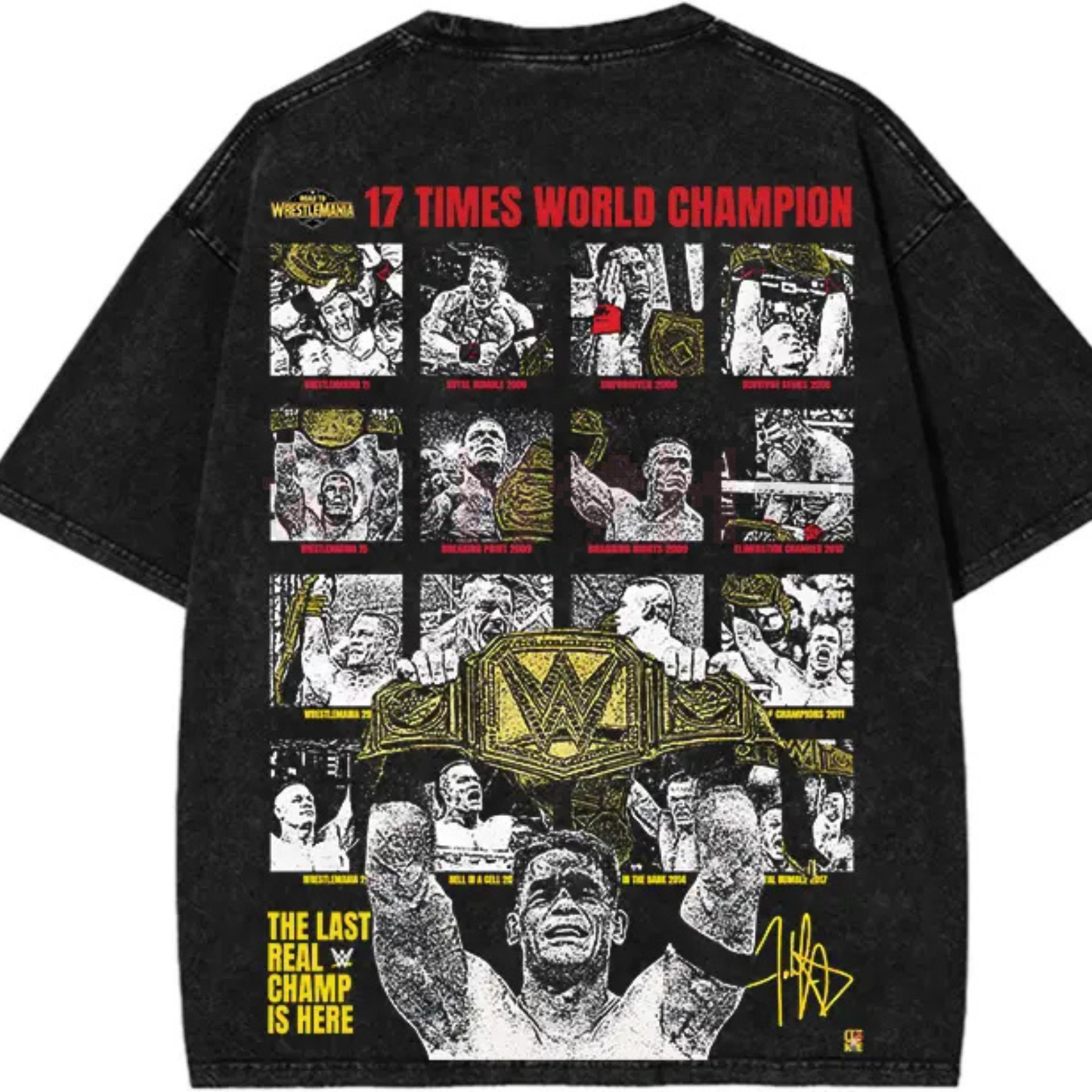 John Cena "The Last Real Champ" T-Shirt – Vintage Washed Oversized Cotton Graphic Tee