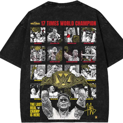 John Cena "The Last Real Champ" T-Shirt – Vintage Washed Oversized Cotton Graphic Tee