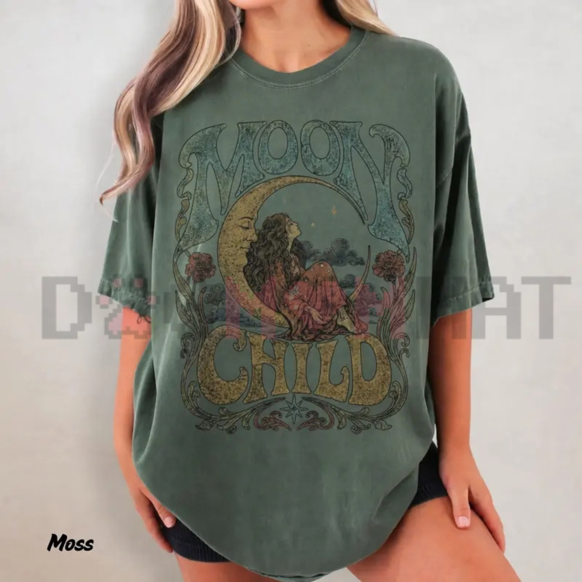 Celestial Boho Moon Child Graphic T-Shirt