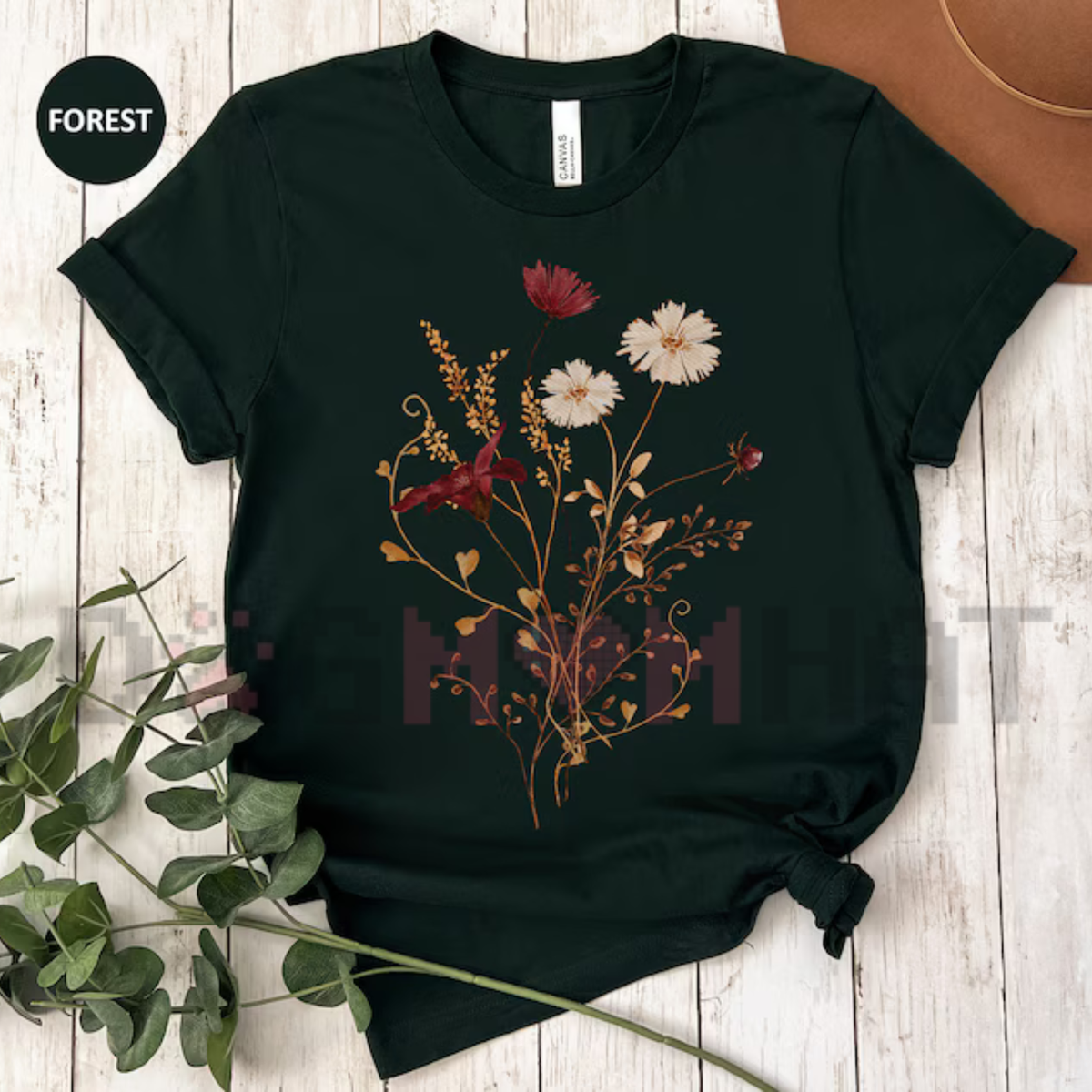 "Fall Watercolor Wildflowers" Autumn Graphic T-Shirt