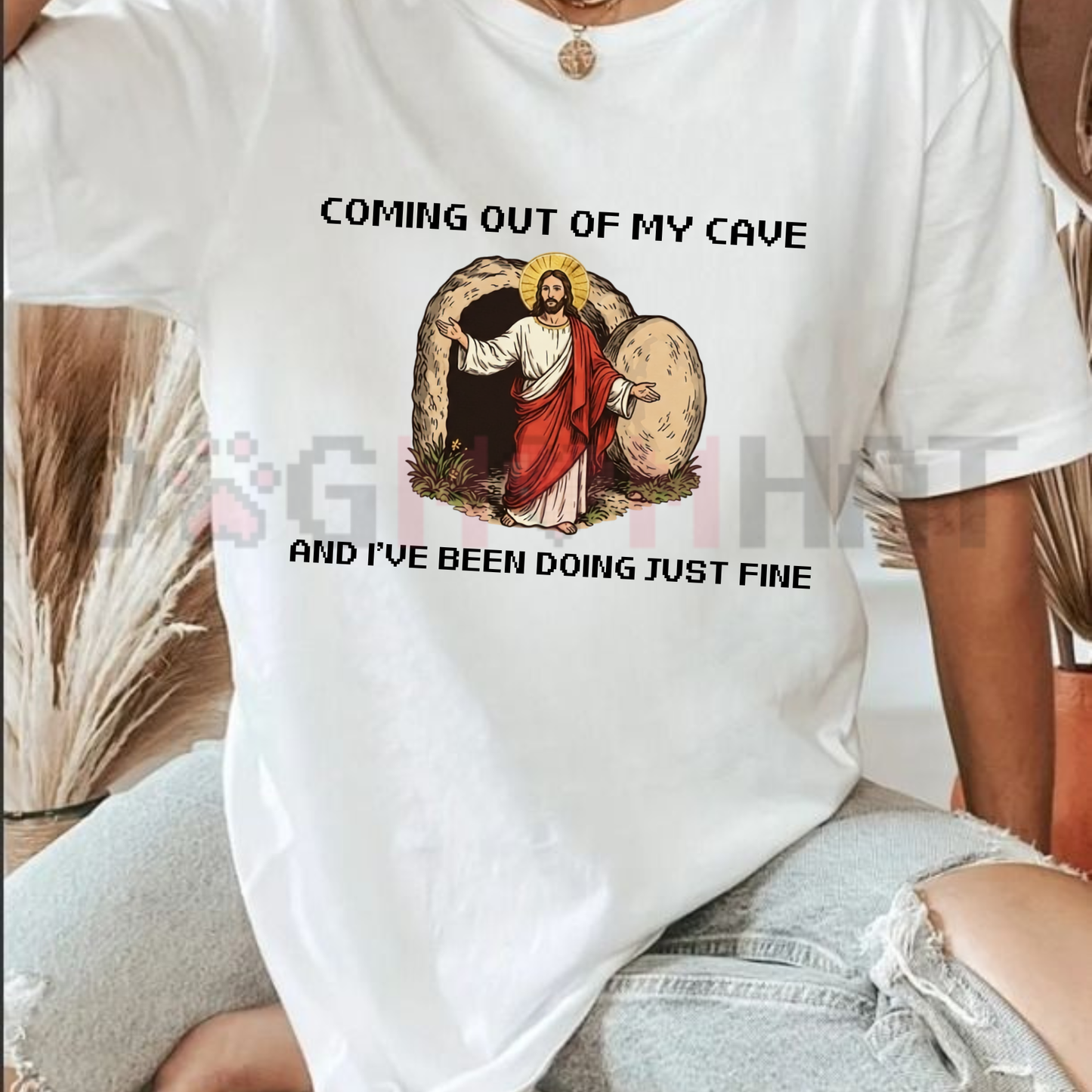 Resurrection Brightside Funny Jesus Graphic Tee - Vintage Cave Easter Rock Humor Shirt