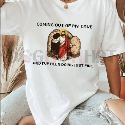 Resurrection Brightside Funny Jesus Graphic Tee - Vintage Cave Easter Rock Humor Shirt