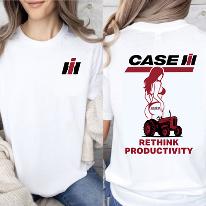 Case IH "Rethink Productivity" T-Shirt - Retro Tractor & Girl Silhouette Tee