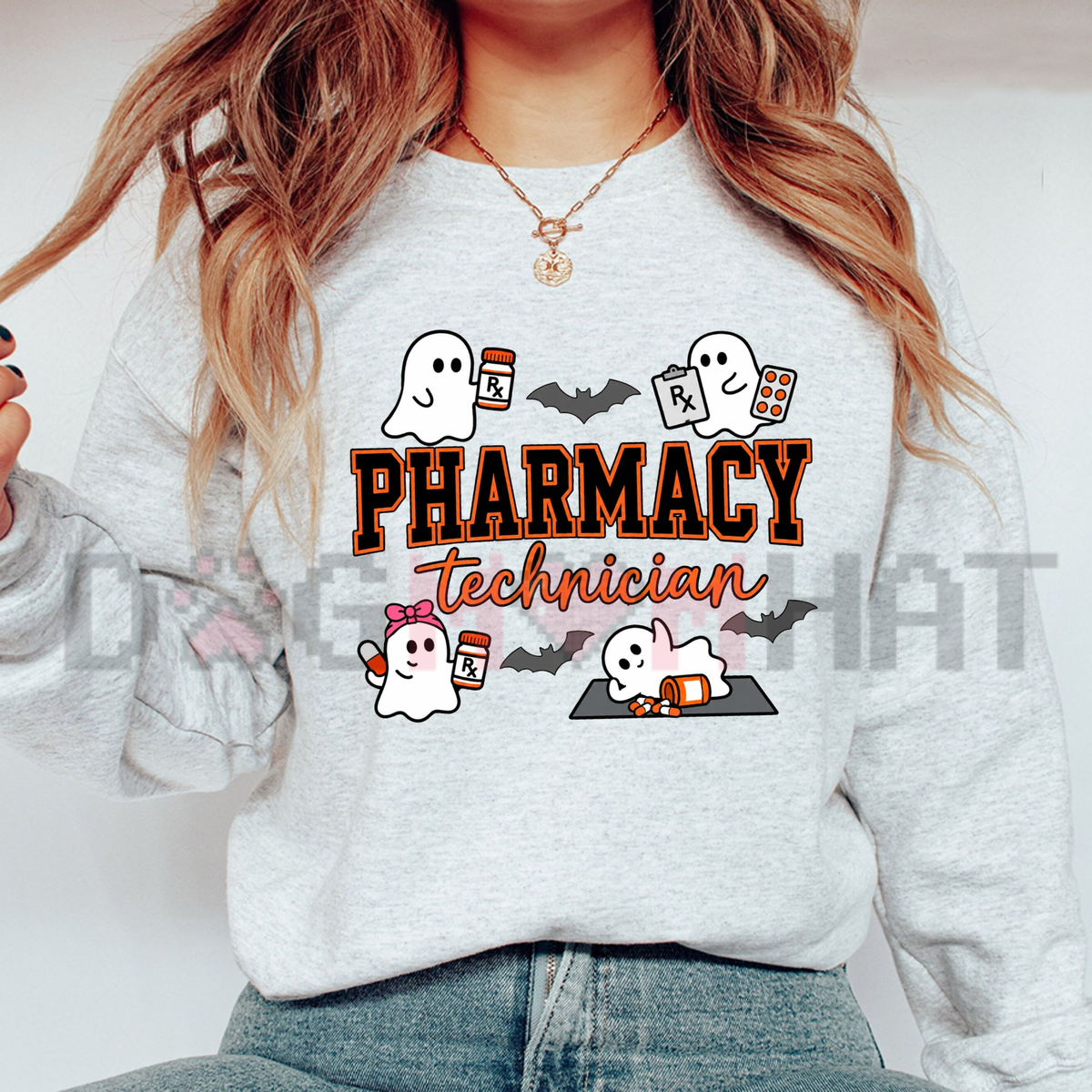 "Spooky Pharmacy Tech Ghost" Halloween Heavy-Blend Sweatshirt