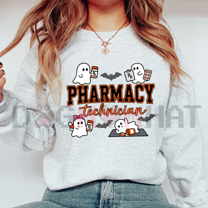 "Spooky Pharmacy Tech Ghost" Halloween Heavy-Blend Sweatshirt