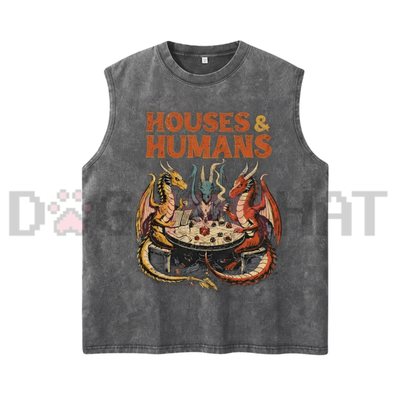 Vintage Acid-Wash Fantasy Dragon Tabletop RPG Graphic T-Shirt