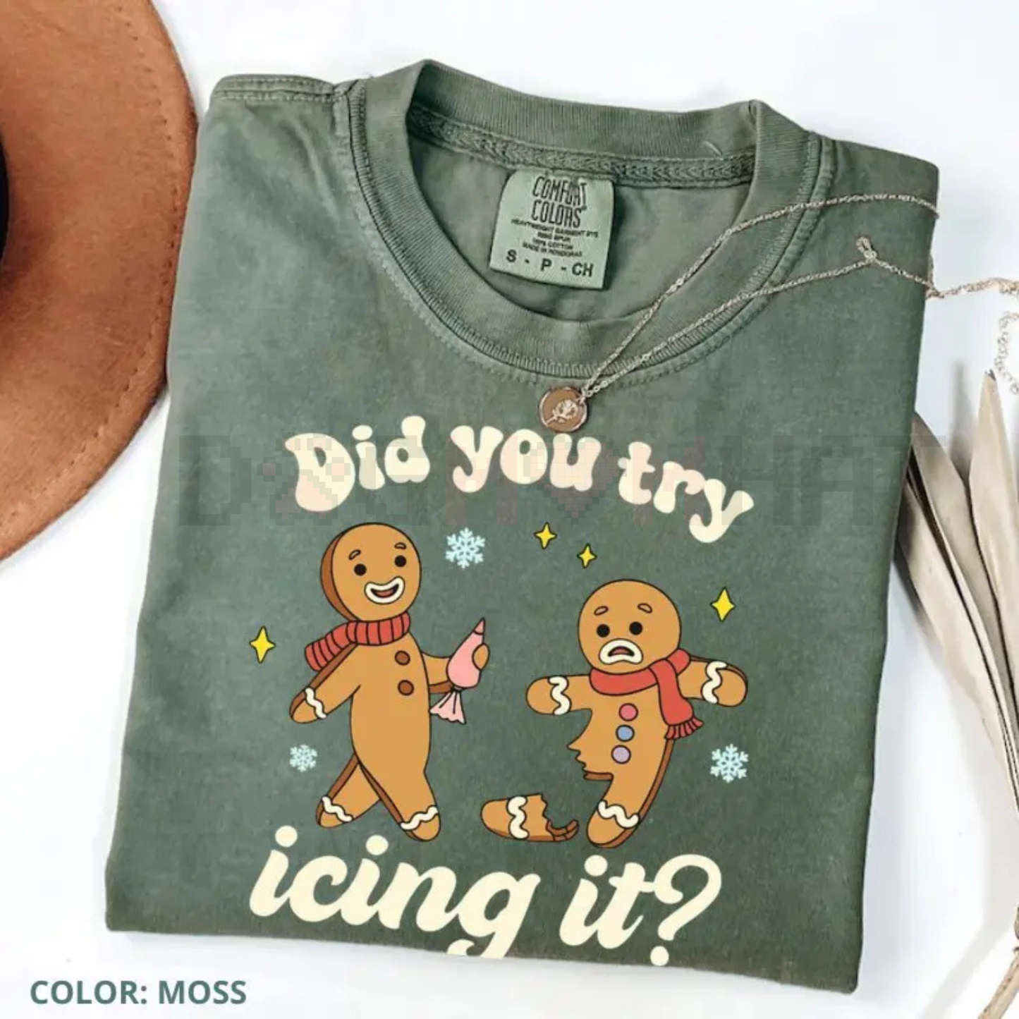 Funny 'Try Icing It' Gingerbread Comfort Colors® Christmas Tee