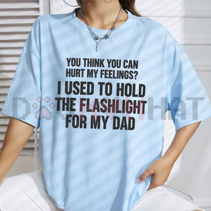 Dad's Flashlight Helper Funny Nostalgic Graphic T-Shirt