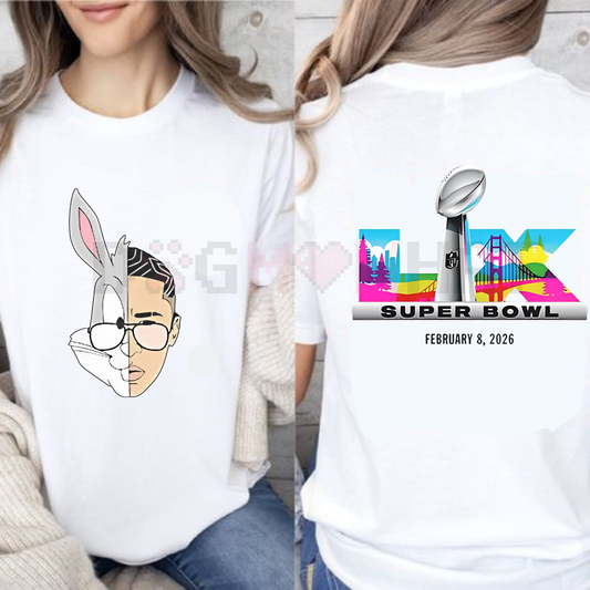 Super Bowl 2026 LIX February 8 Tee – Bugs Bunny Half Face Graphic T-Shirt