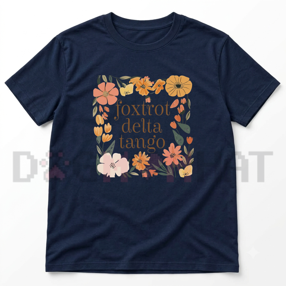 Parke Horizon Tee – "Foxtrots Deltas Tangos" Boho Floral Tactical Graphic T-Shirt