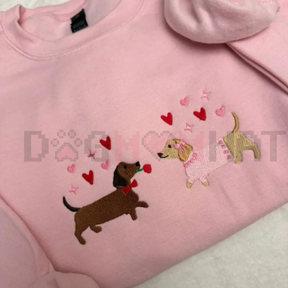 Embroidered Dachshund Valentine’s Day Sweatshirt