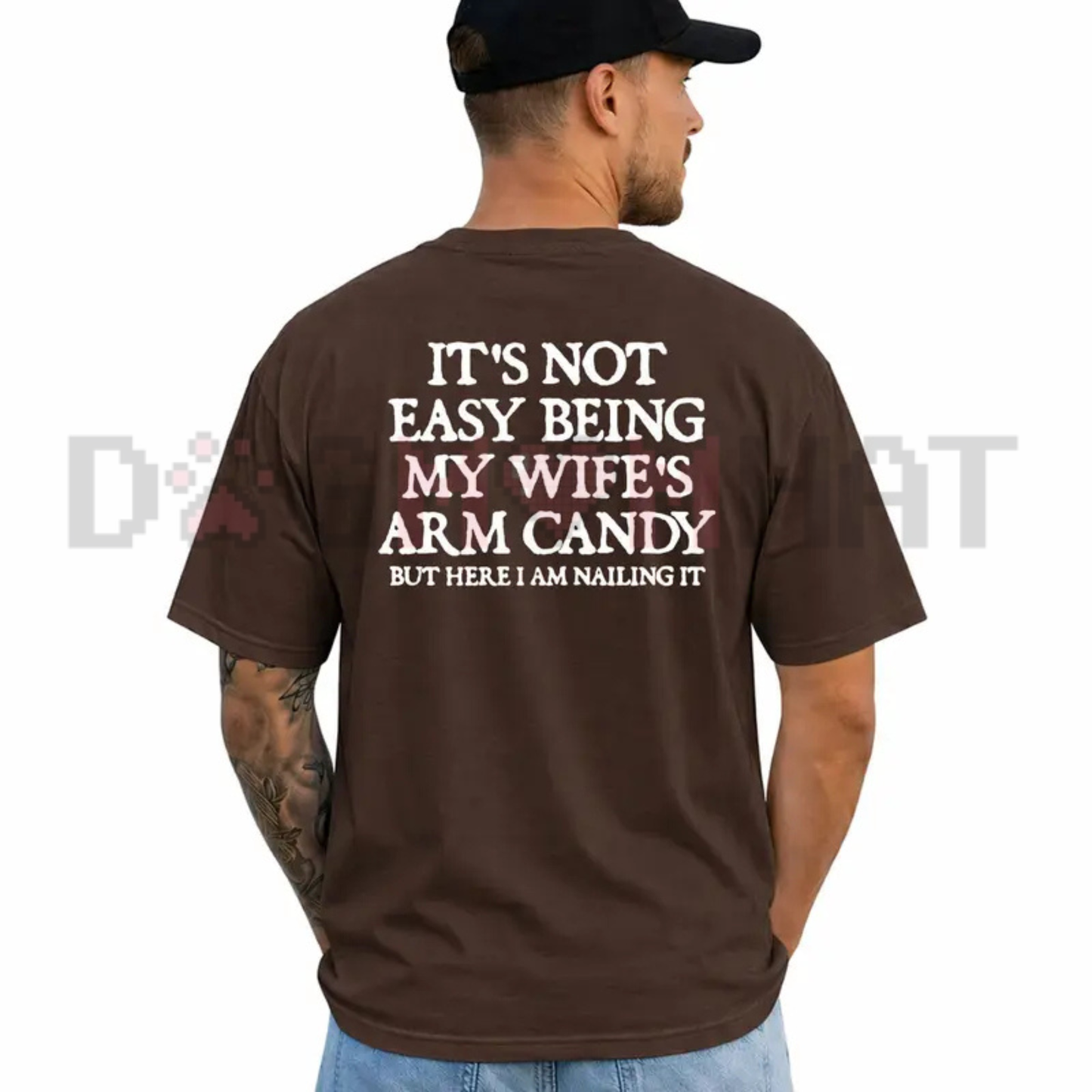 Heavy Duty Trophy Husband Graphic Tee - Funny Wife's Arm Candy Sarcastic Unisex Pure Cotton Shirt