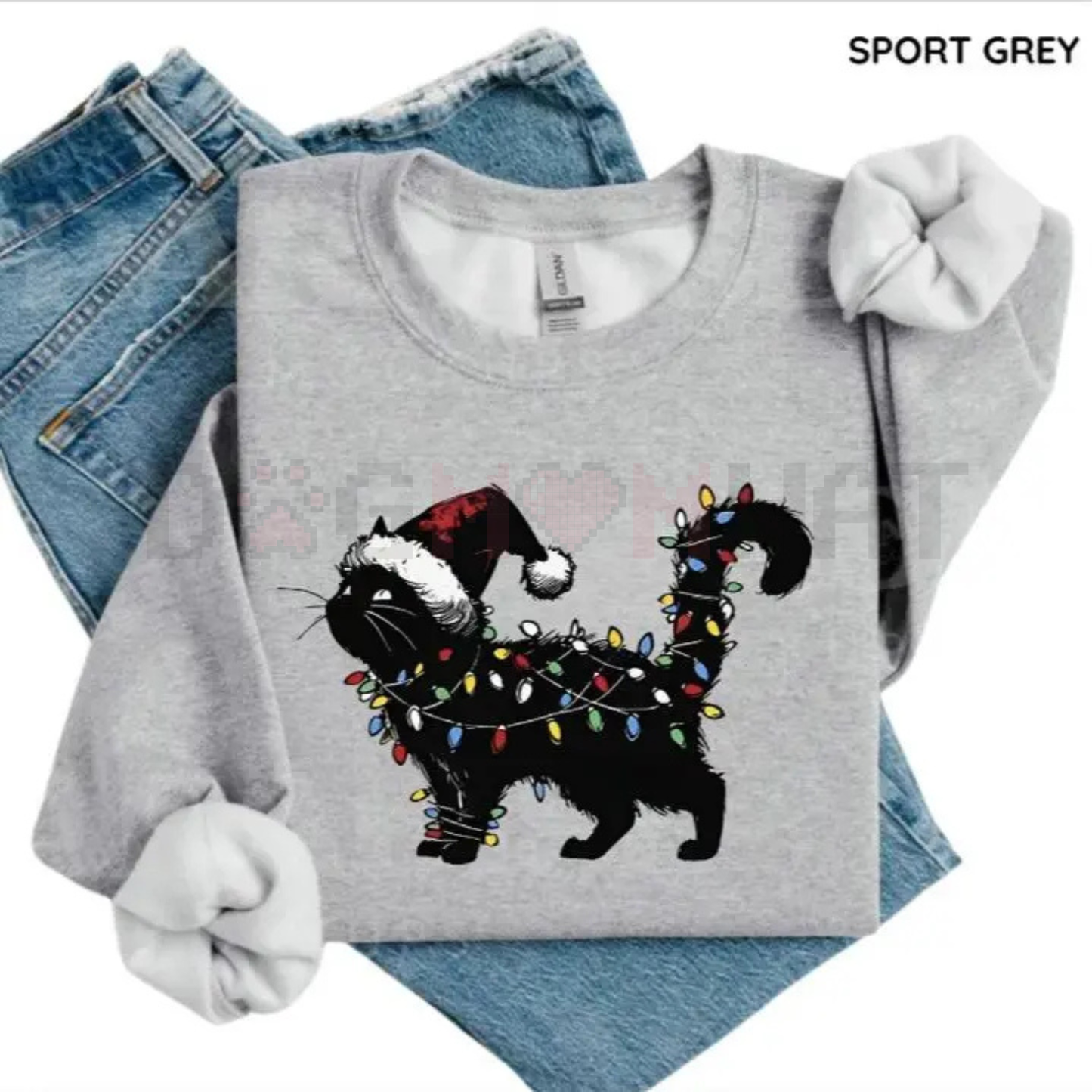 Cute Cat Christmas Sweatshirt – Retro Winter Vibes Gildan Crewneck | Cat Mom Gift