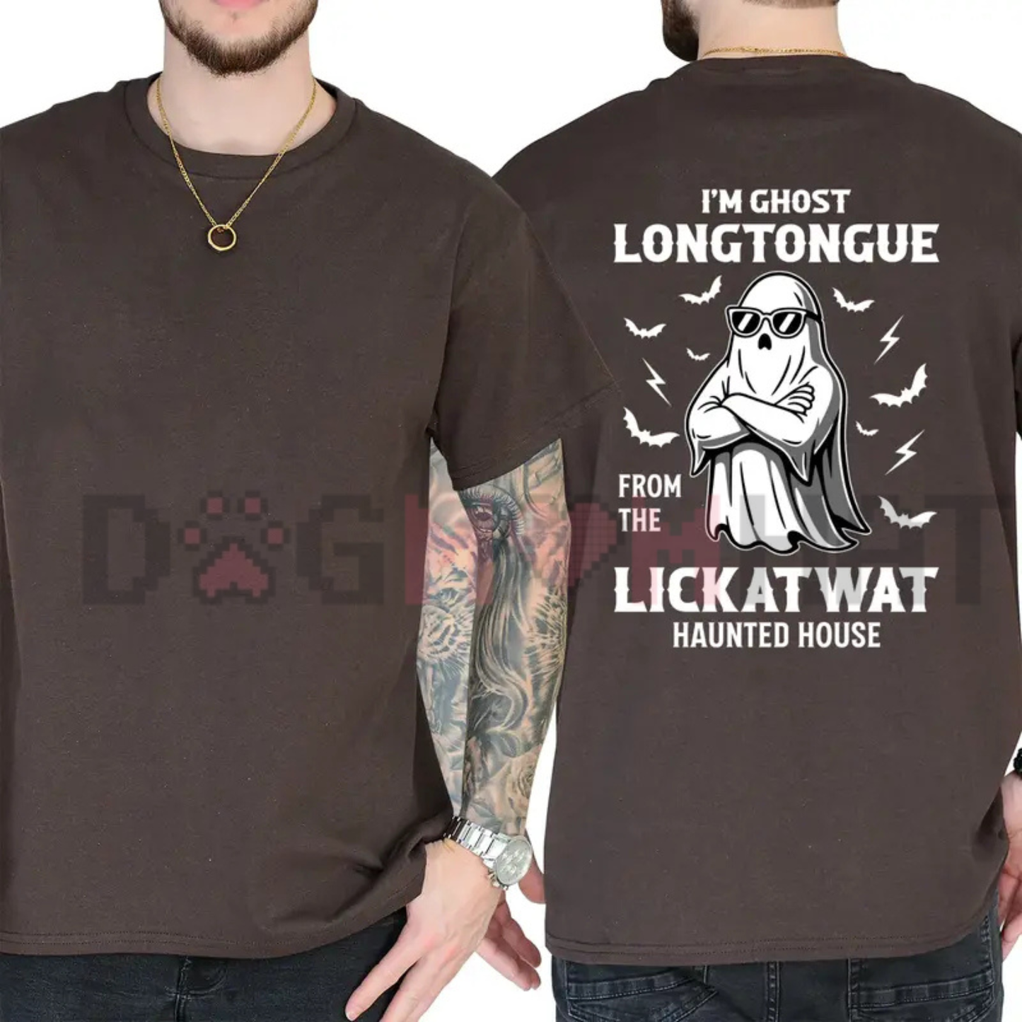 Ghost Longtongue Haunted House Funny Halloween T-Shirt - Funny Spooky Graphic Tee