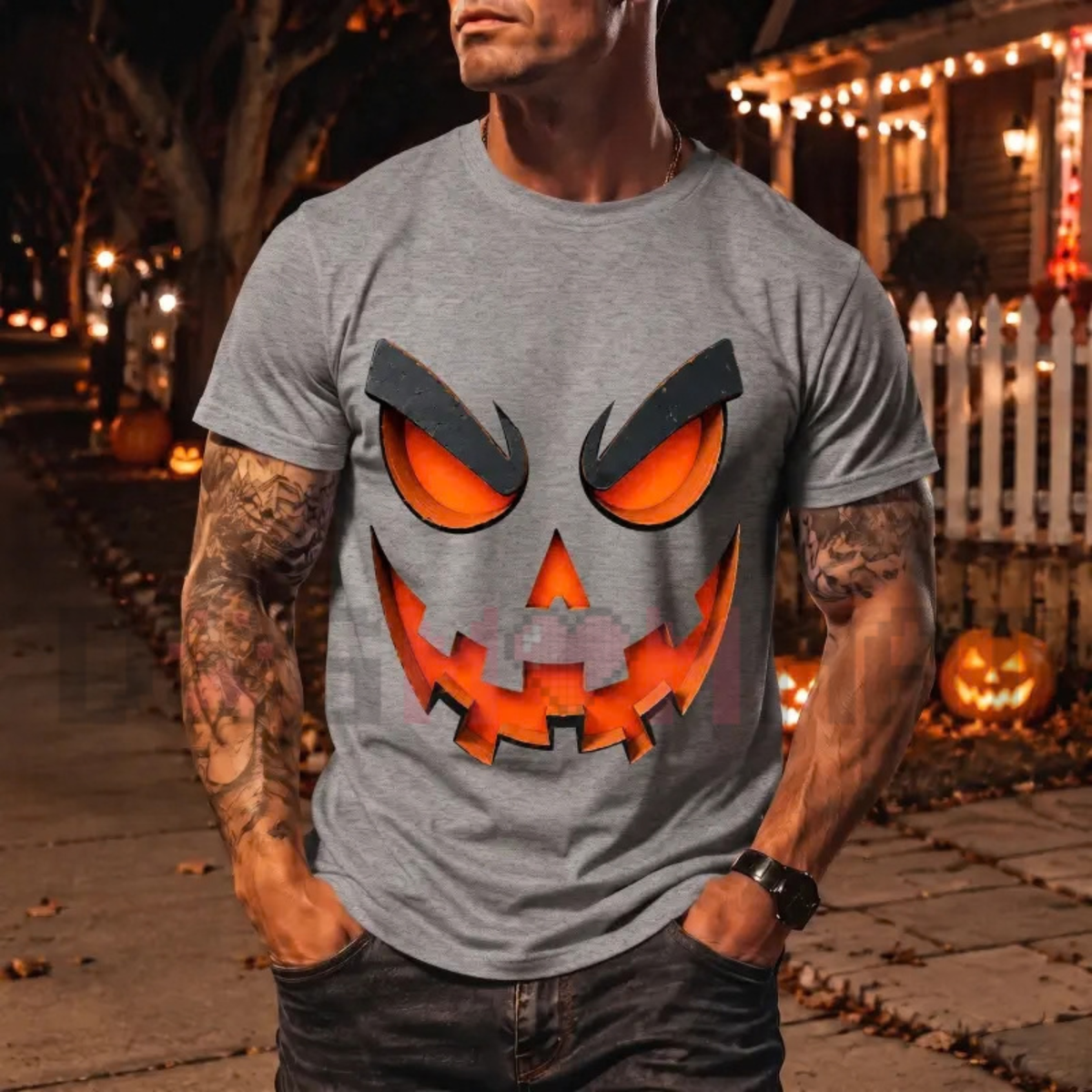 "Scary Evil Jack O' Lantern" Halloween Graphic T-Shirt