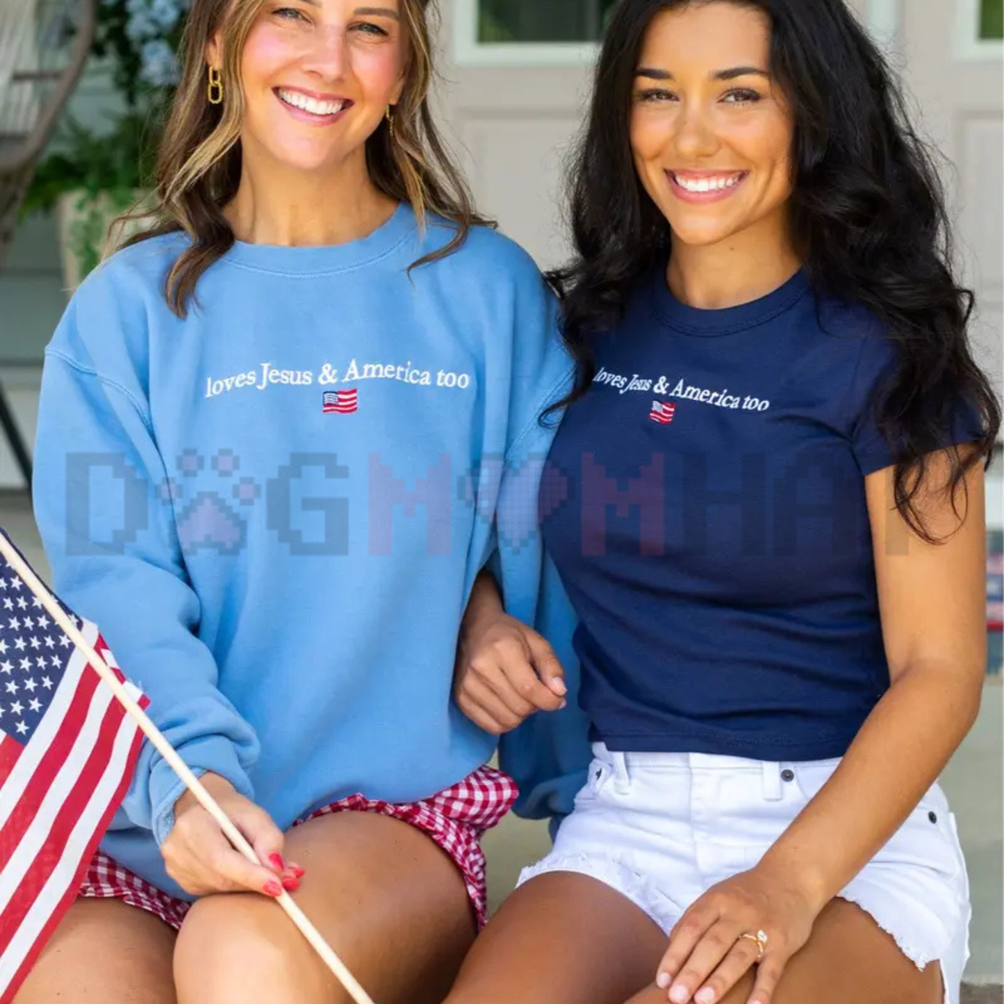 Embroidered Christian Lifestyle Top, 4th Of July Coquette Patriotic Baby Tee