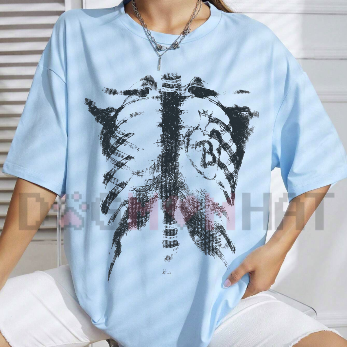 Anatomical Inverted Radiograph Tee – Skeleton Ribcage X-Ray Streetwear Shirt