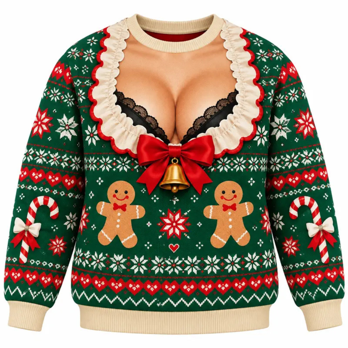 Tacky Festive Clash Crewneck – Funny Ugly Christmas Knitted Holiday Party Sweater